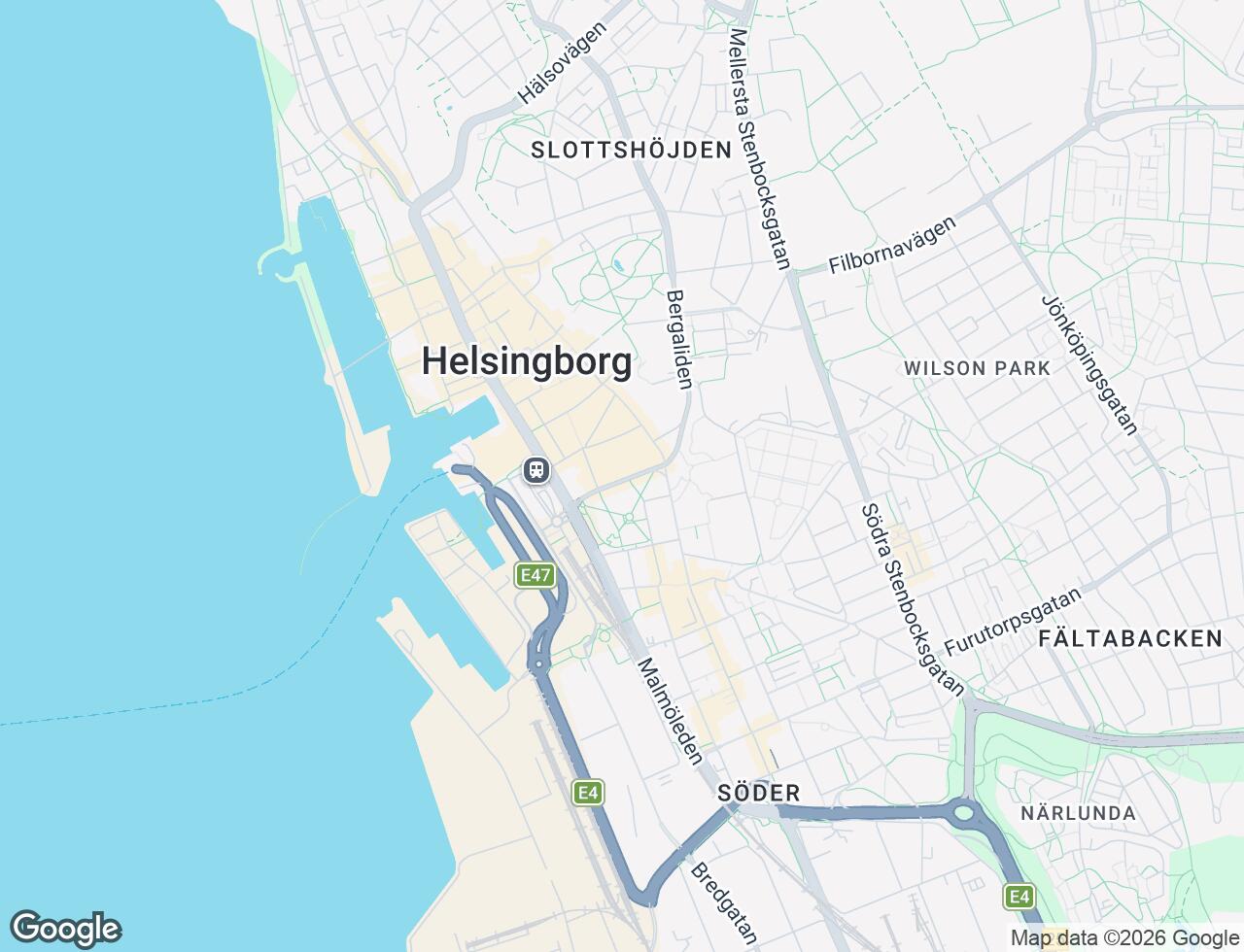 Karta över Trädgårdsgatan 15B i 24 Helsingborg