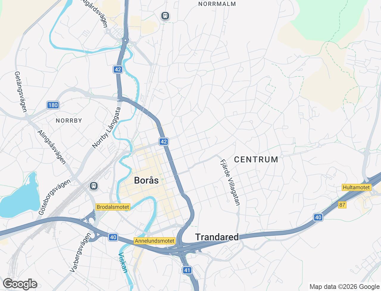 Karta över Skolgatan 38A i 42 Borås