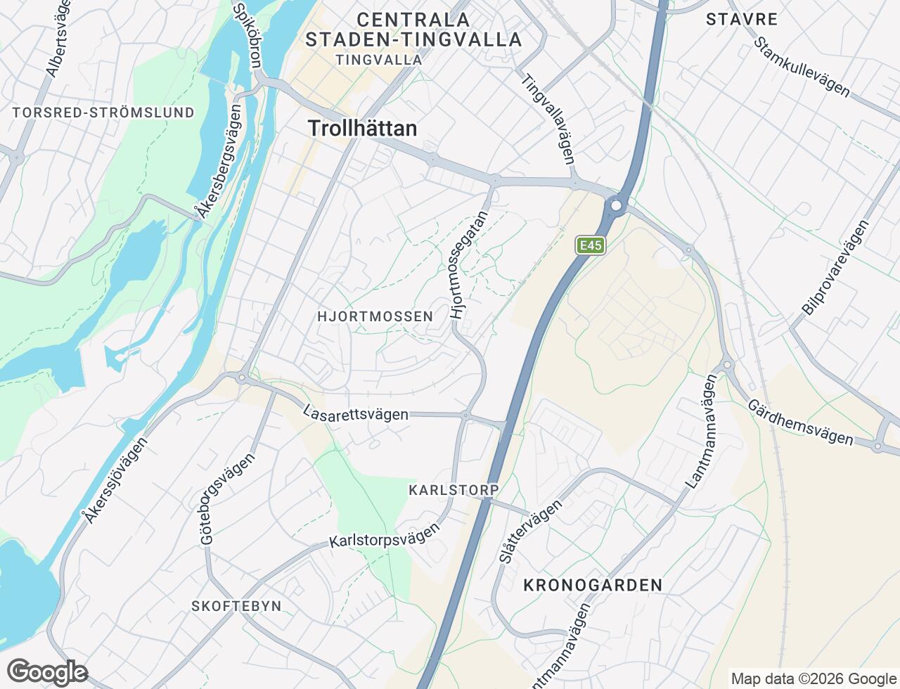 Karta över Hjortmossegatan 123 i 51 Trollhättan