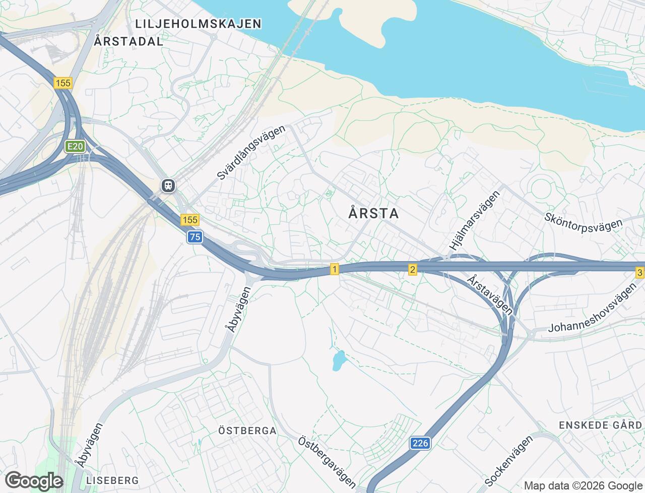 Karta över Åmänningevägen 44 i 57 Årsta