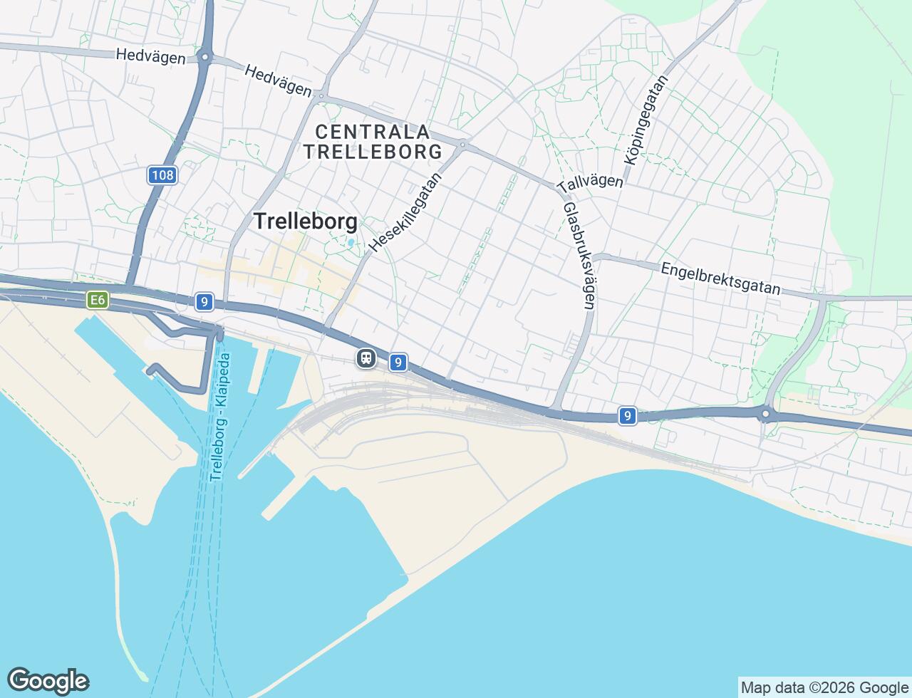 Karta över Johan Kocksgatan 3 i 45 Trelleborg
