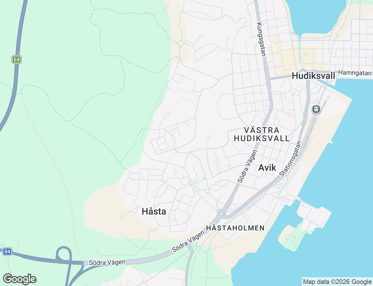 Karta över Vänortsvägen 39 i 41 Hudiksvall