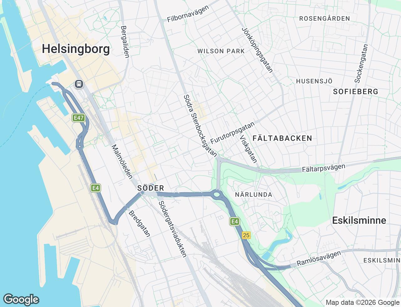 Karta över Inspektörsgatan 7 i 38 Helsingborg
