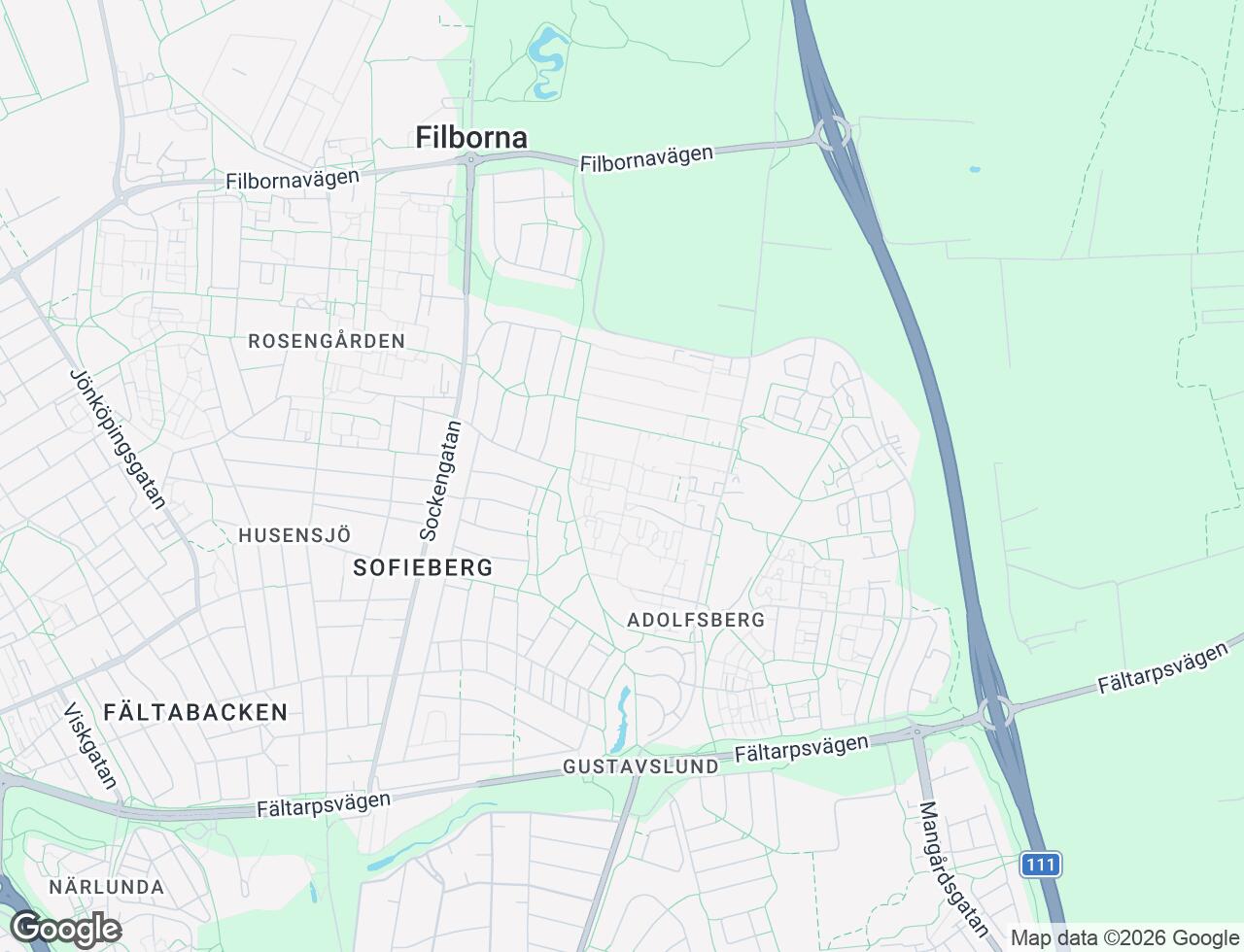 Karta över Södra Hunnetorpsvägen 70B i 62 Helsingborg