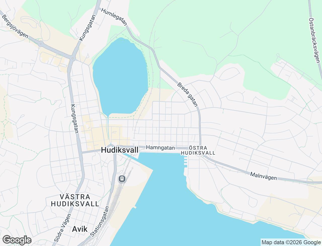 Karta över Trädgårdsgatan 33B i 52 Hudiksvall