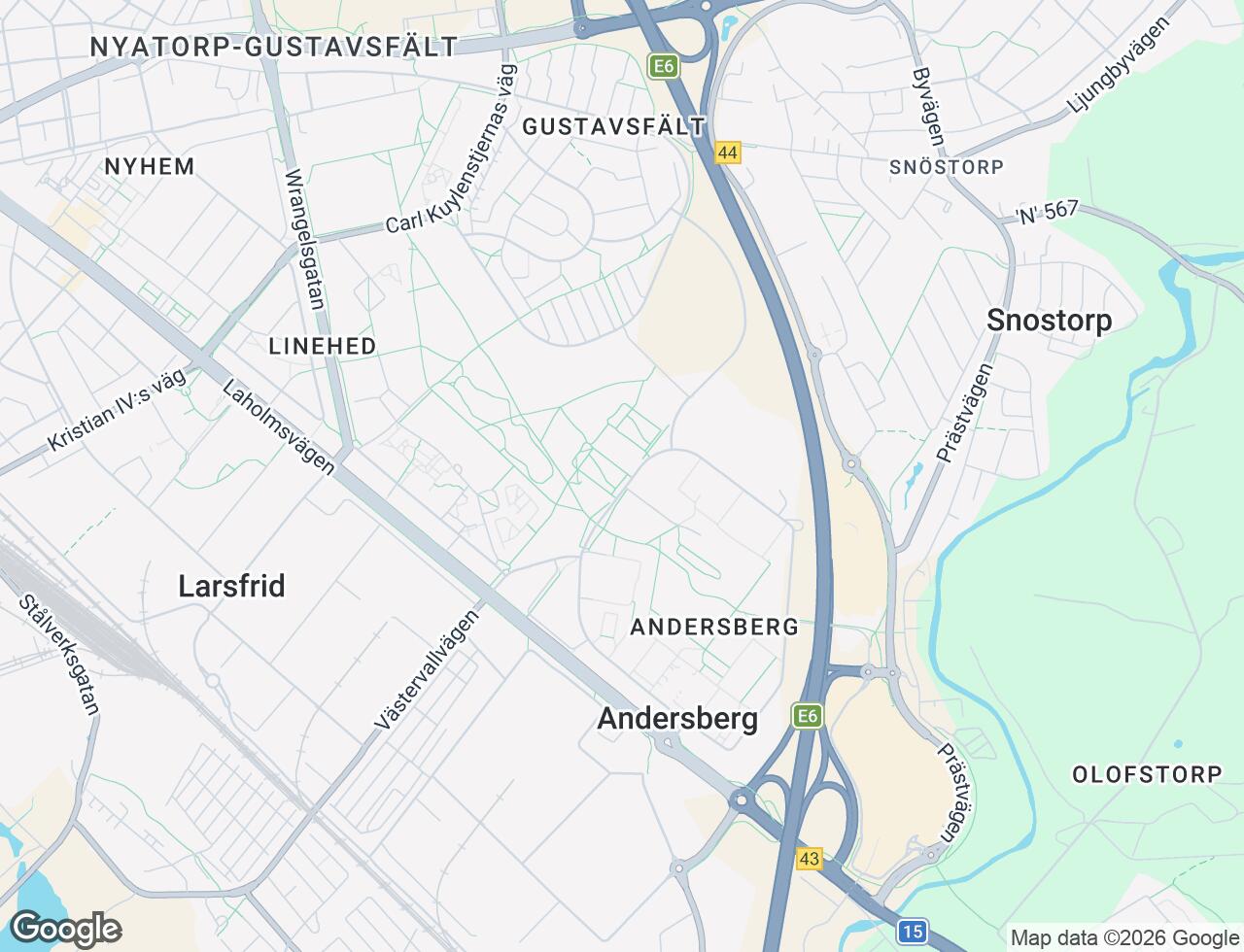 Karta över Andersbergsringen 52 i 21 Halmstad