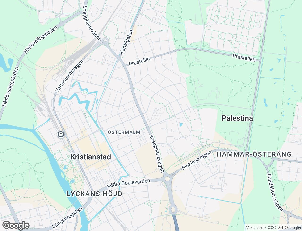 Karta över Skogsvägen 2B i 31 Kristianstad