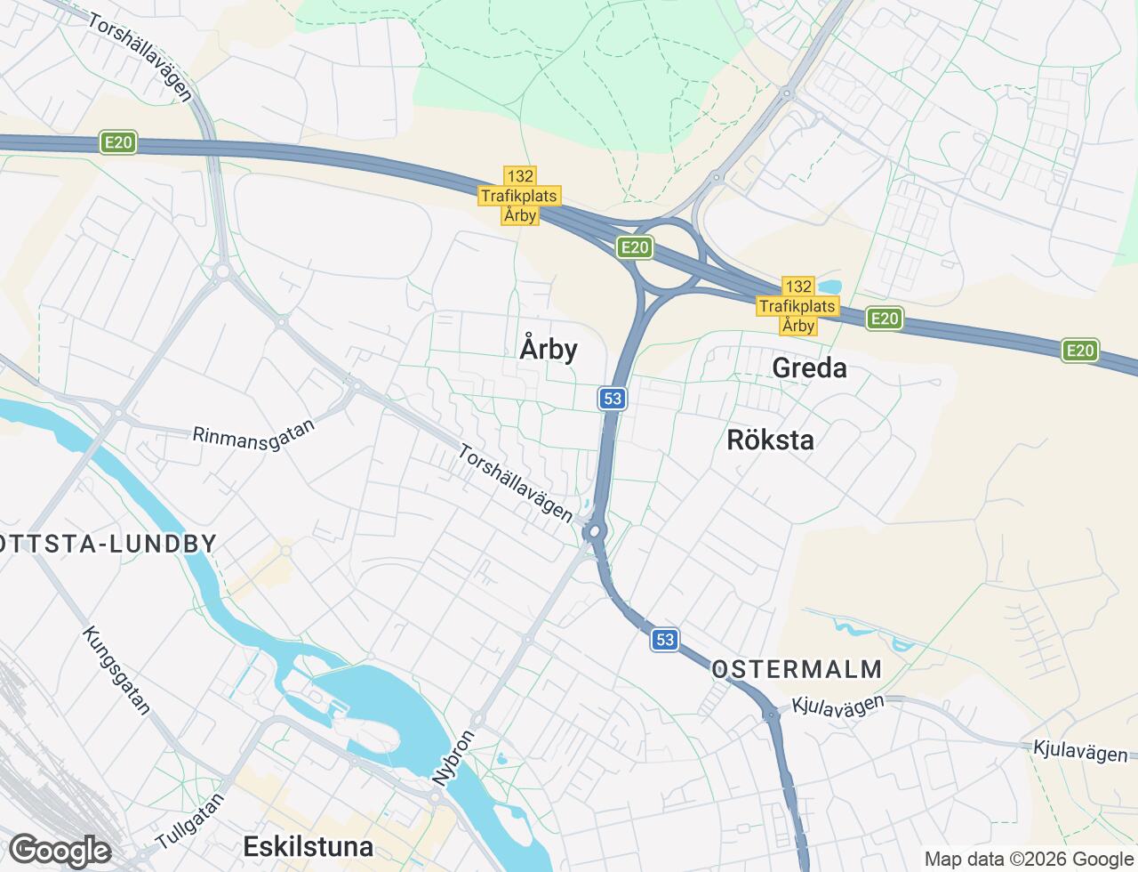 Karta över Årbygatan 3A i 45 Eskilstuna