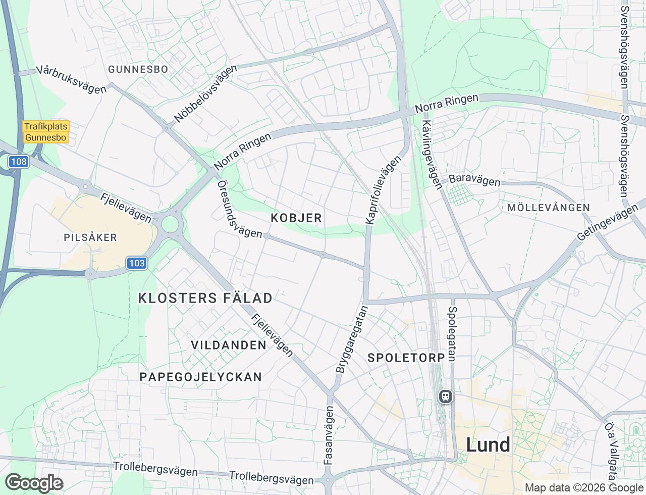 Karta över Kobjersvägen 3B i 64 Lund