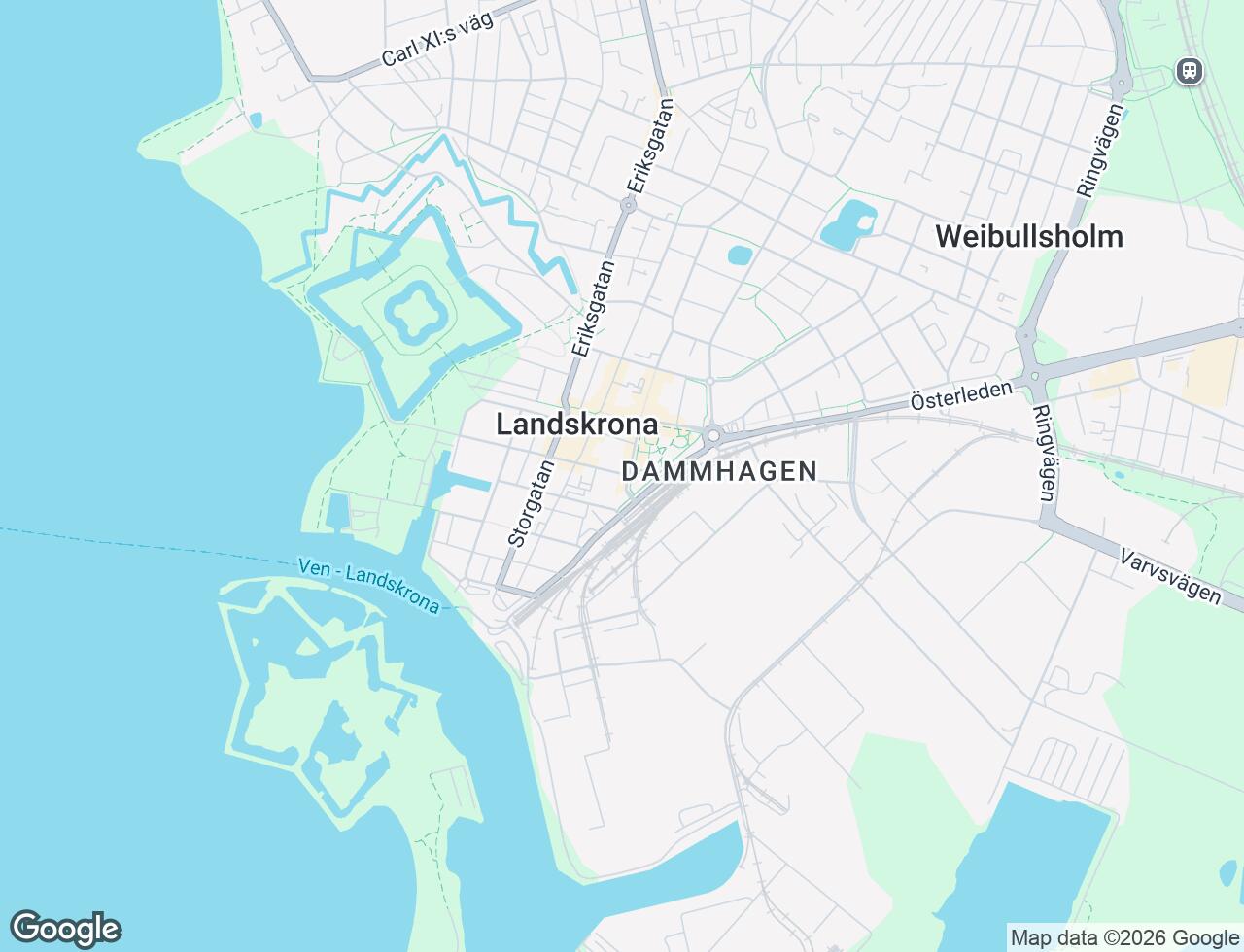 Karta över Norra Långgatan 32 i 30 Landskrona
