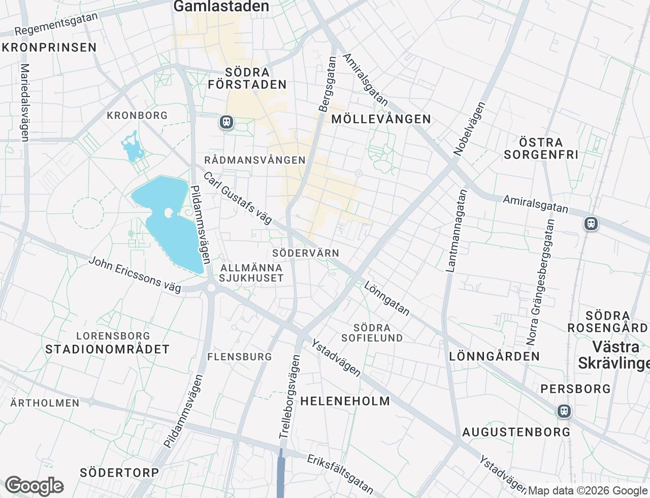 Karta över Spårvägsgatan 10 i 27 Malmö