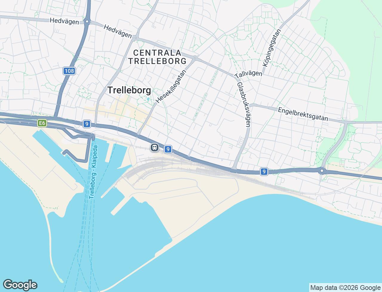 Karta över Johan Kocksgatan 1A i 45 Trelleborg