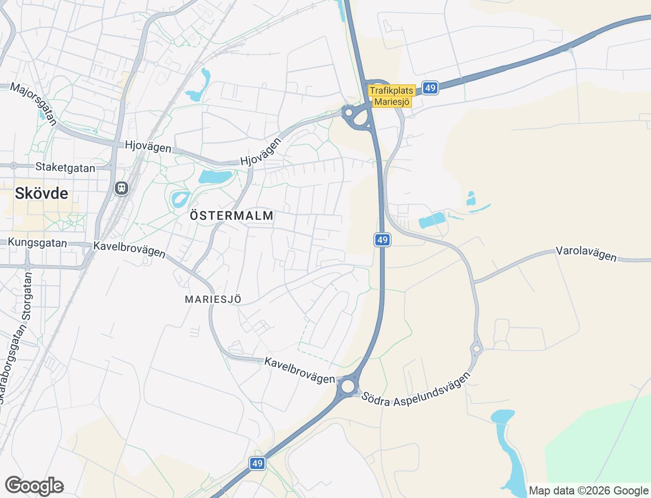 Karta över Östergatan 45A i 36 Skövde