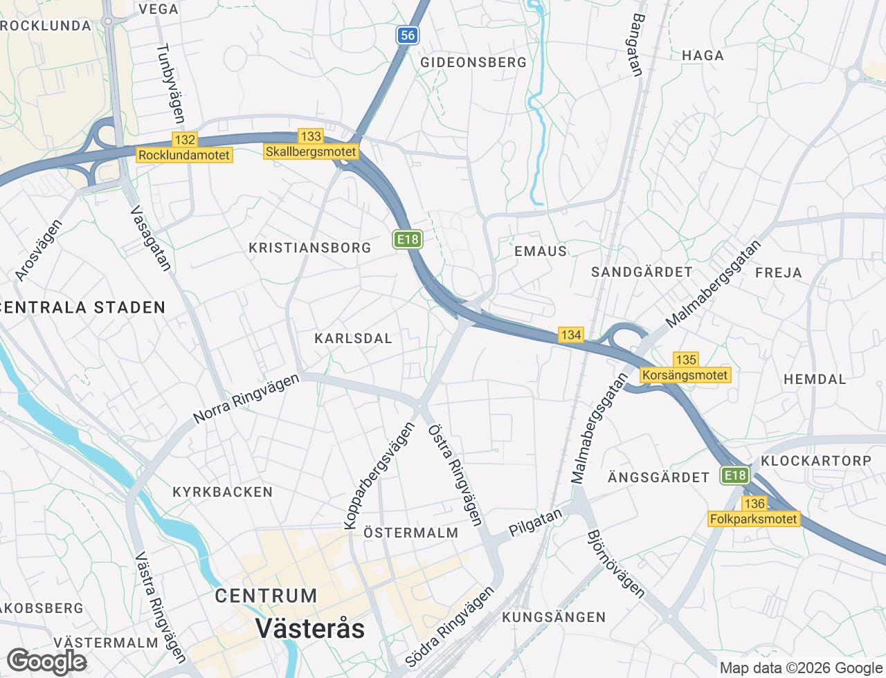 Karta över Johanneshöjden 1 i 19 Västerås