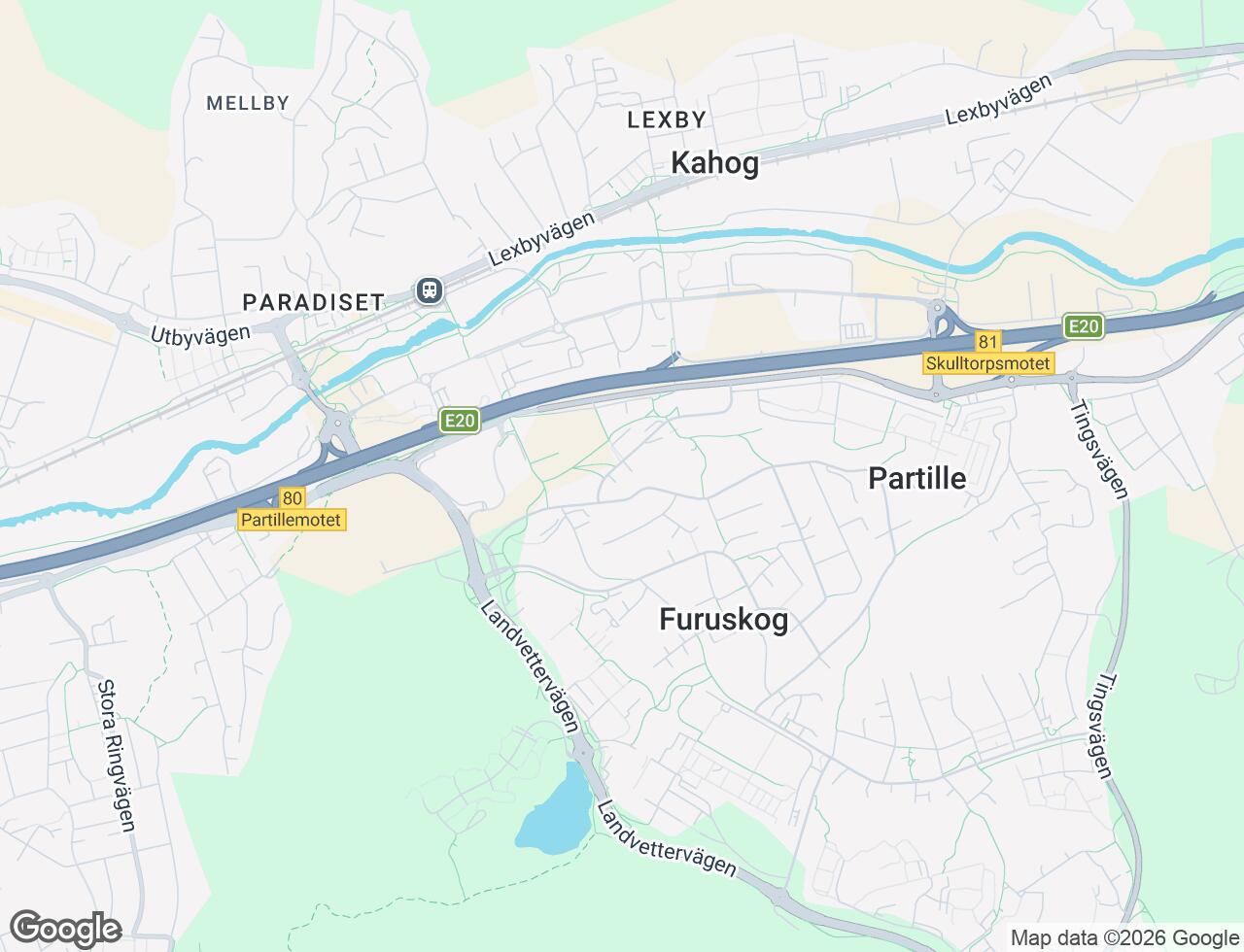 Karta över Oluff Nilssons väg 18 i 36 Partille