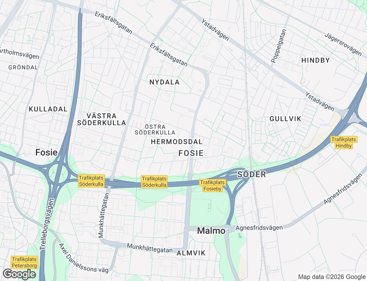 Karta över Eriksfältsgatan 101A i 50 Malmö
