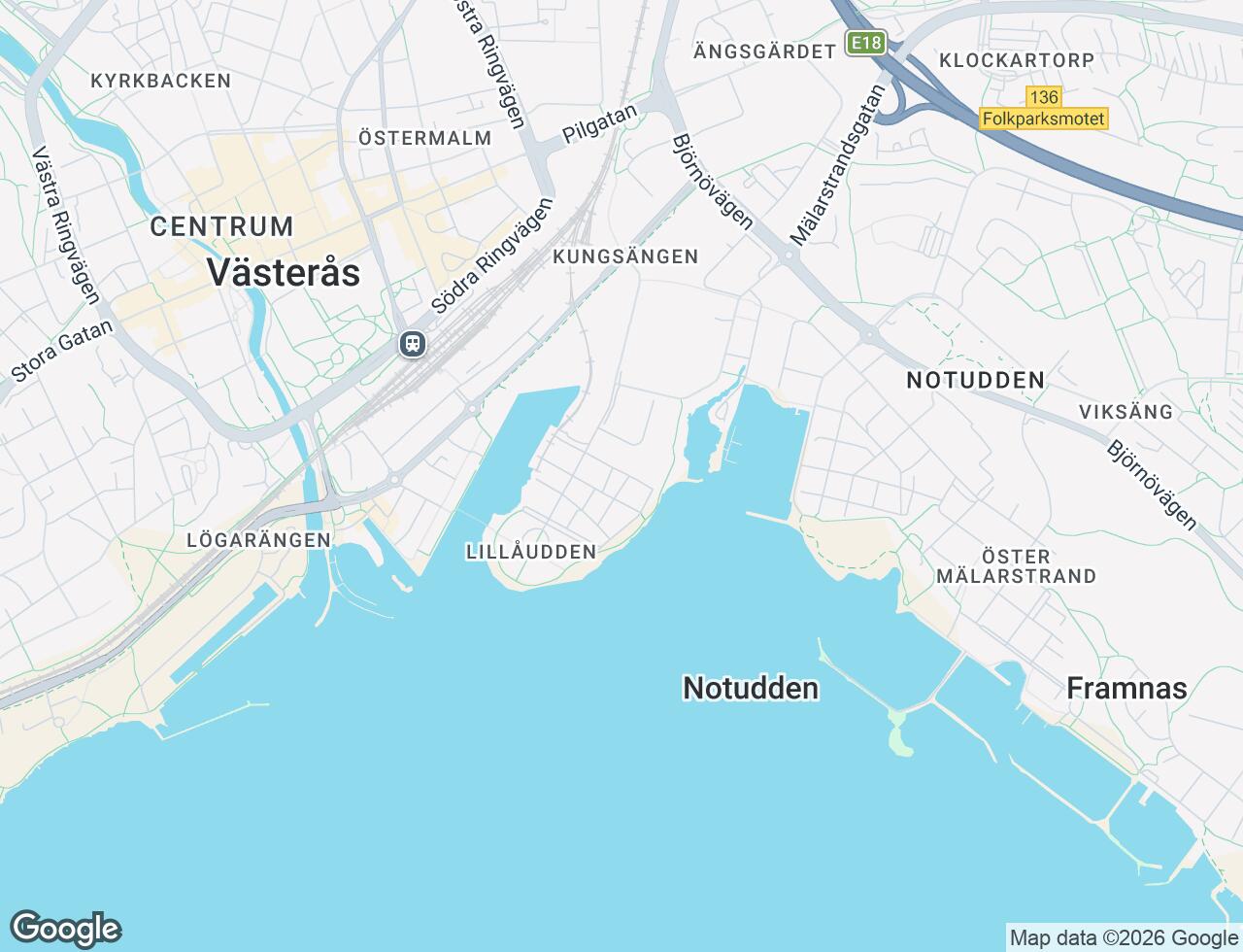 Karta över Sjömärkesgatan 8B i 10 Västerås