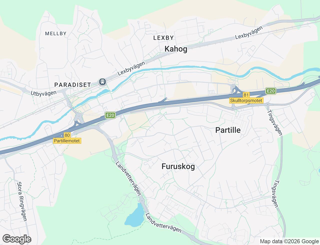 Karta över Oluff Nilssons väg 14 i 36 Partille