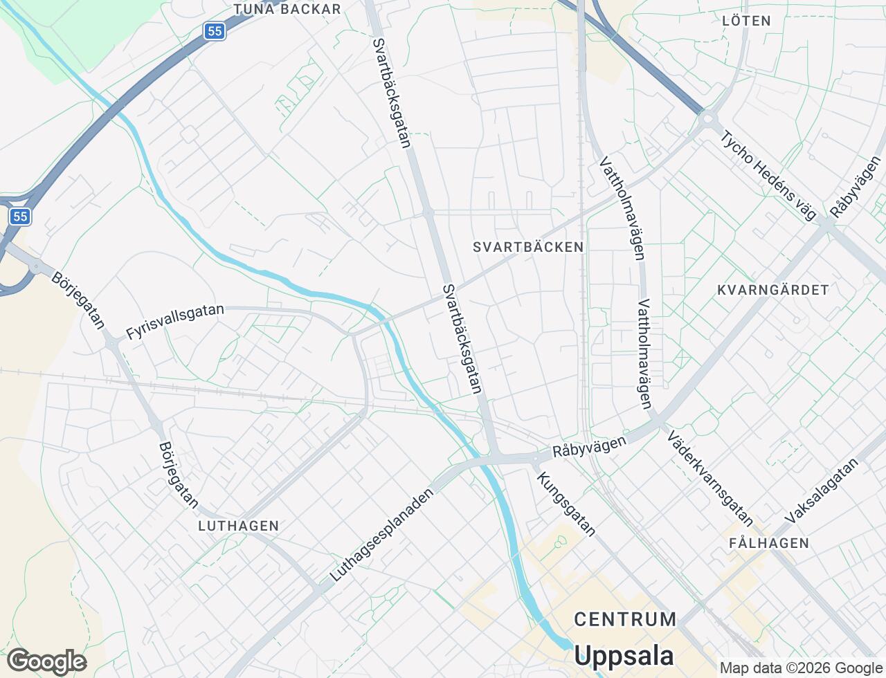 Karta över Svartbäcksgatan 60B i 33 Uppsala