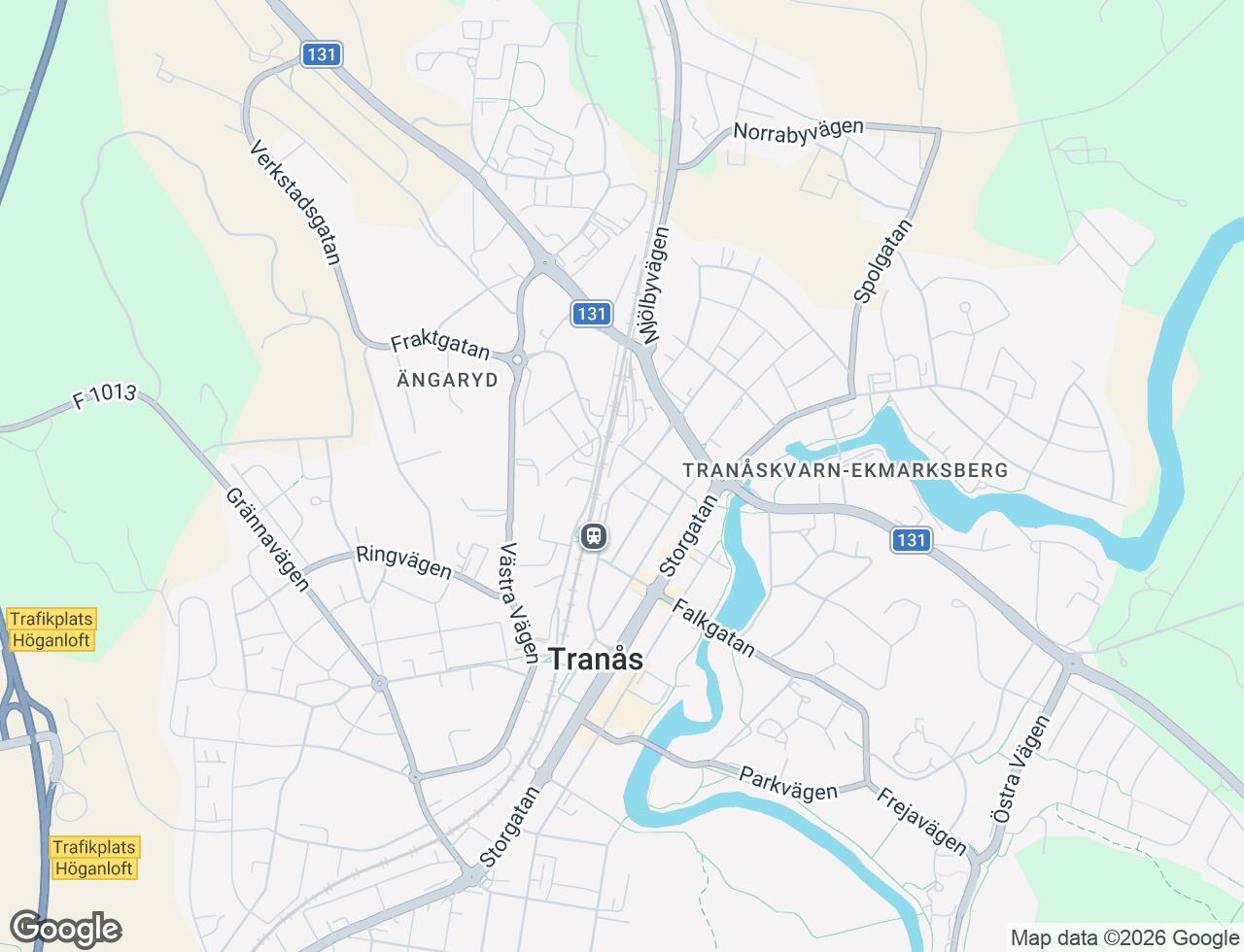 Karta över Östra Järnvägsgatan 1B i 33 Tranås