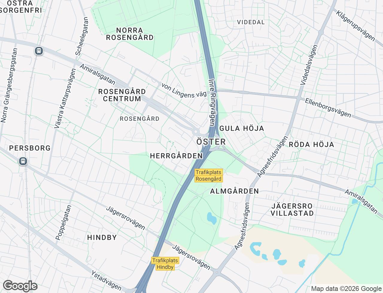 Karta över Ramels väg 73 i 69 Malmö