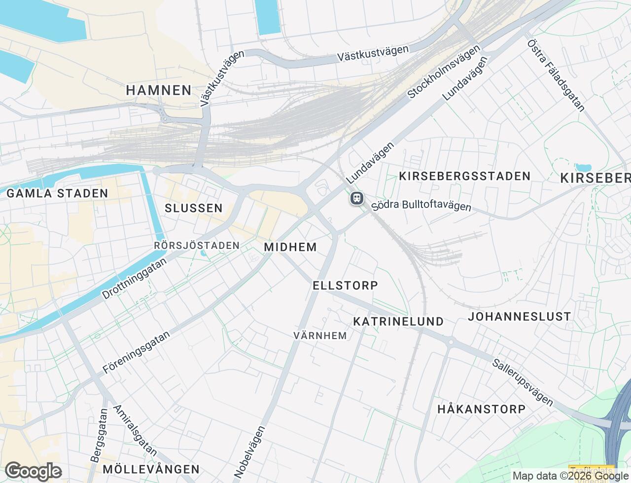 Karta över Östervärnsgatan 9A i 18 Malmö