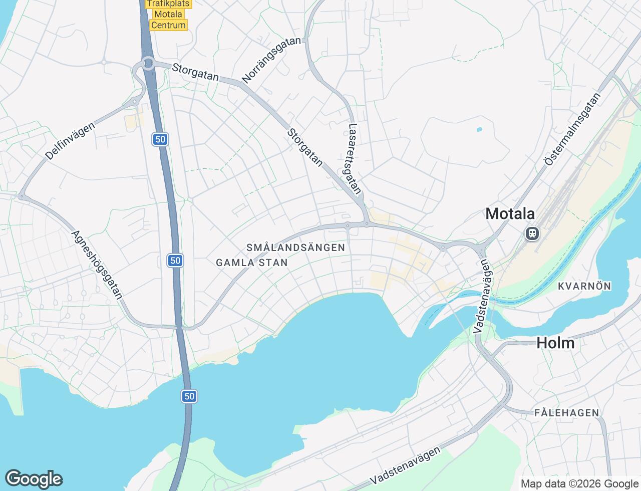 Karta över Nedre Borgmästaregatan 7 i 26 Motala
