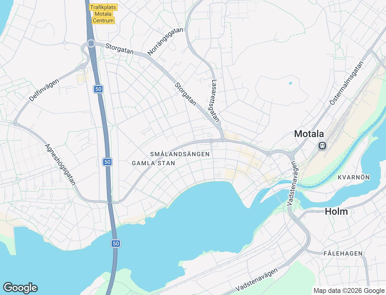 Karta över Nedre Borgmästaregatan 9 i 26 Motala