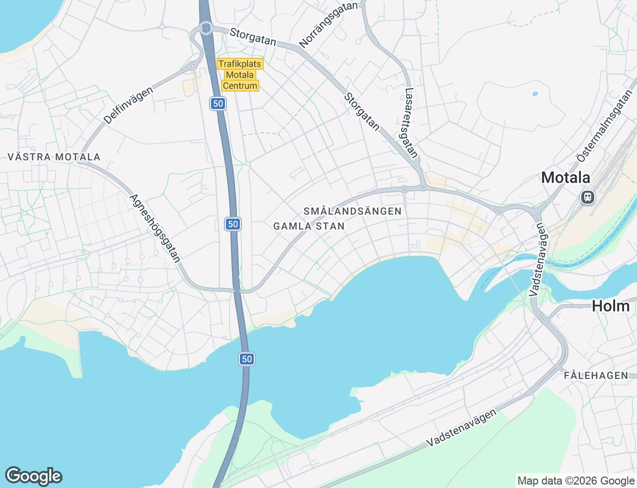Karta över Nedre Kaptensgatan 7 i 27 Motala