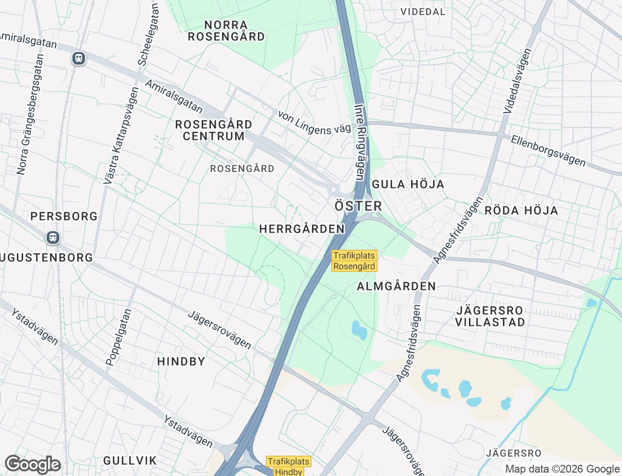 Karta över Ramels väg 95 i 69 Malmö