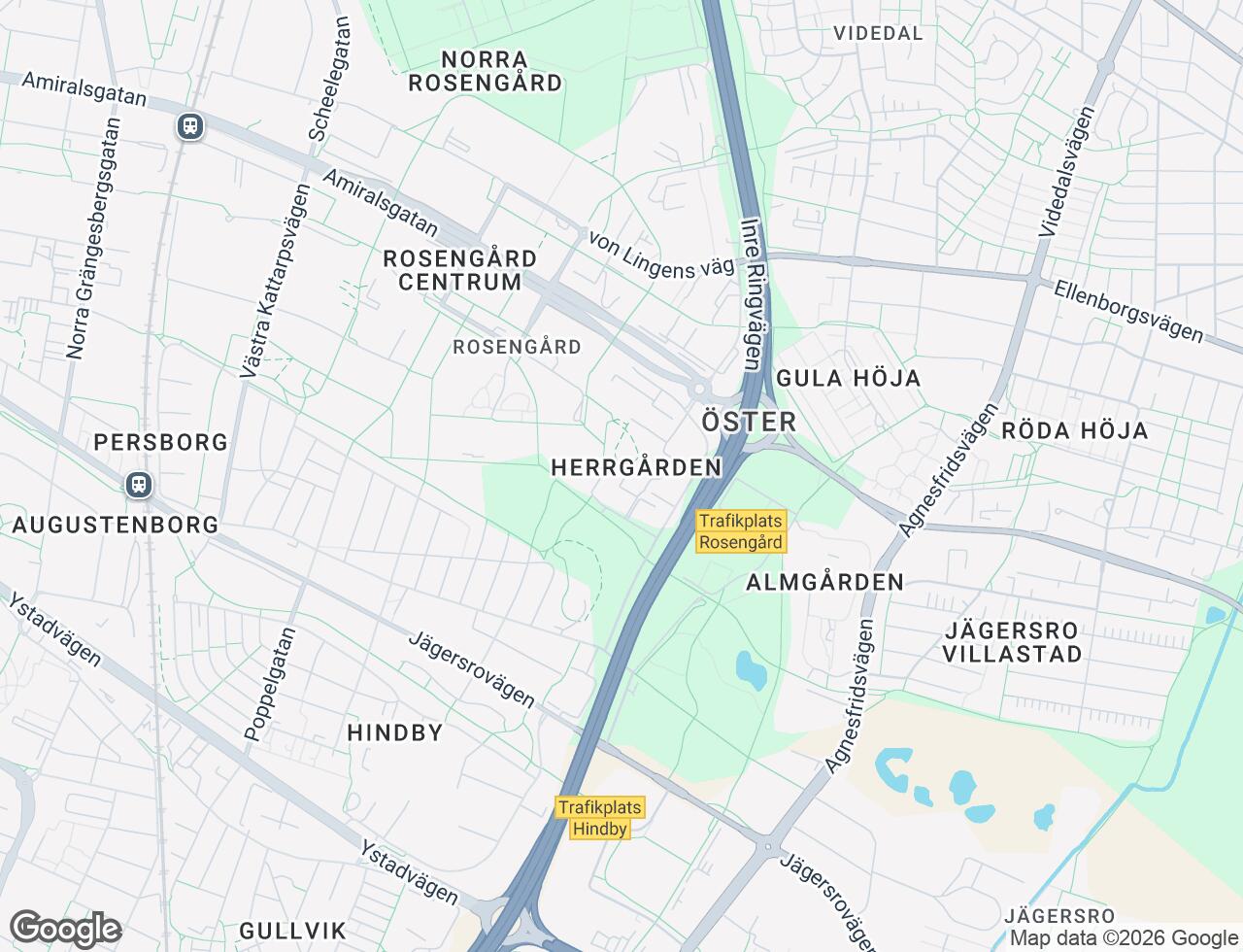 Karta över Ramels väg 121 i 69 Malmö