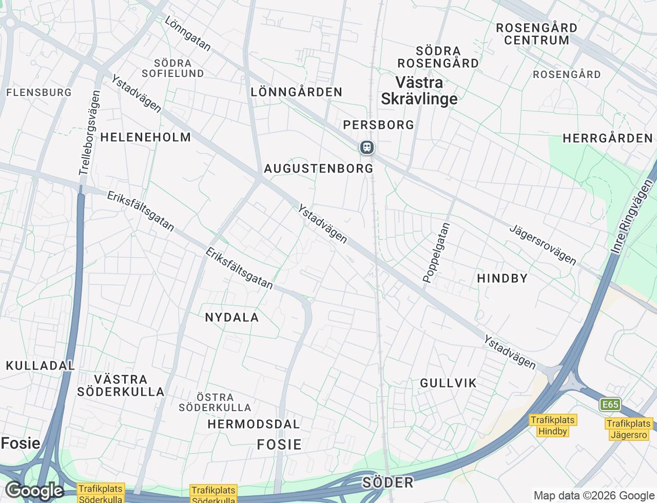 Karta över Nydalavägen 1A i 58 Malmö