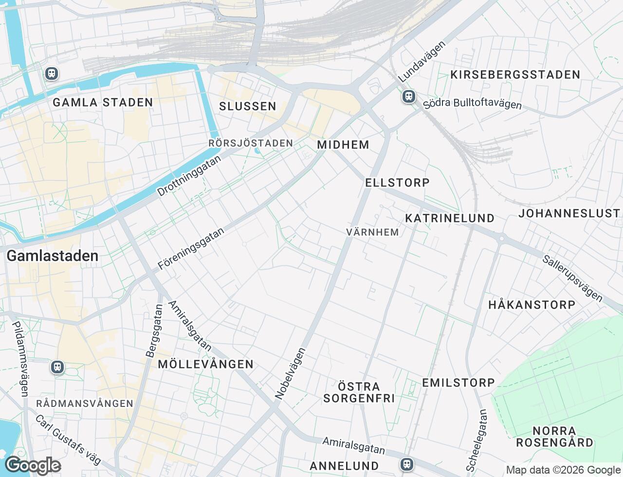 Karta över Spårvägen 13 i 52 Malmö