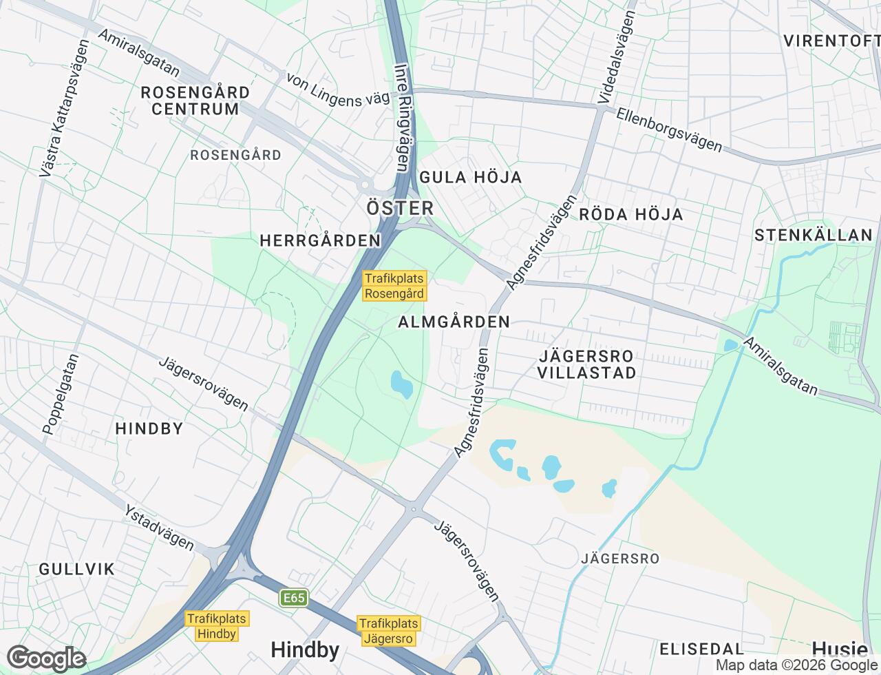Karta över Agnesfridsvägen 99 i 37 Malmö