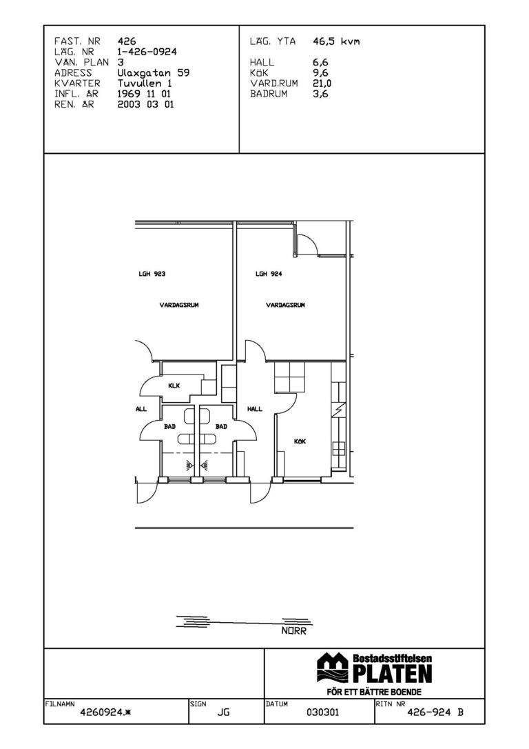 Lägenhet 1 rok på Ulaxgatan 59 U