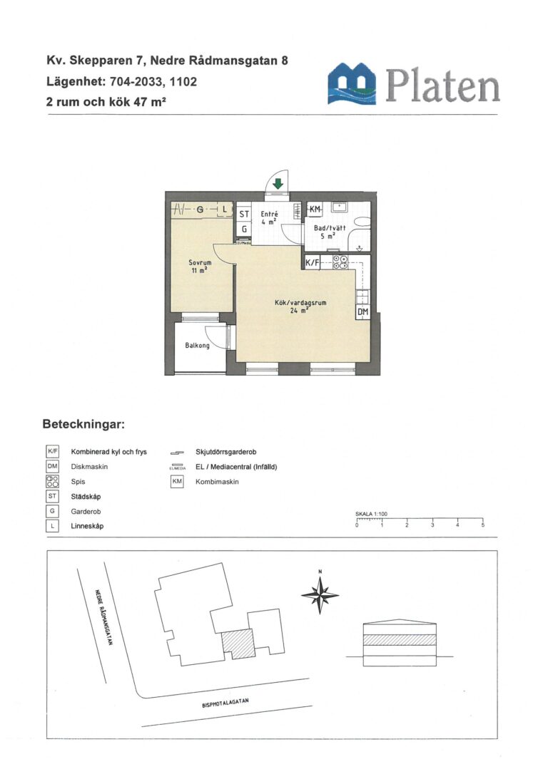 Lägenhet 2 rok på Nedre Rådmansgatan 8