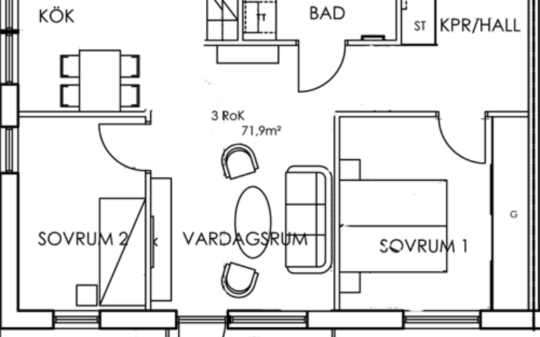Lägenhet 3 rok på Centralgatan 12 B