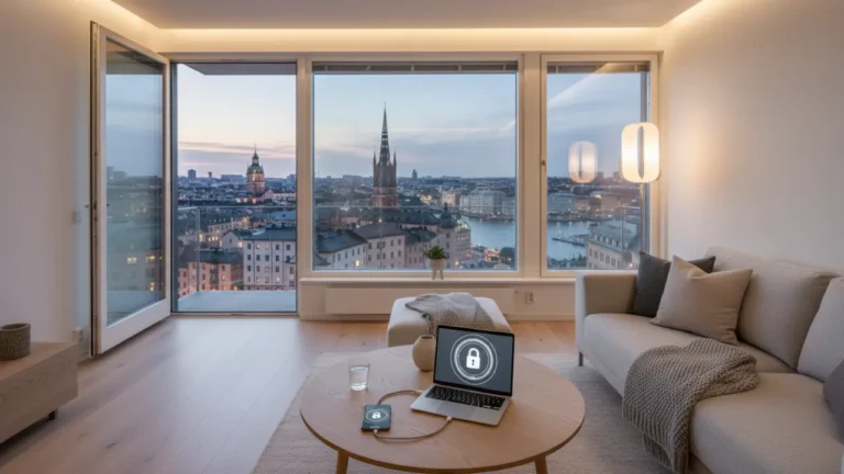 Modernt svenskt hem som representerar trygghet och hemförsäkring 2026