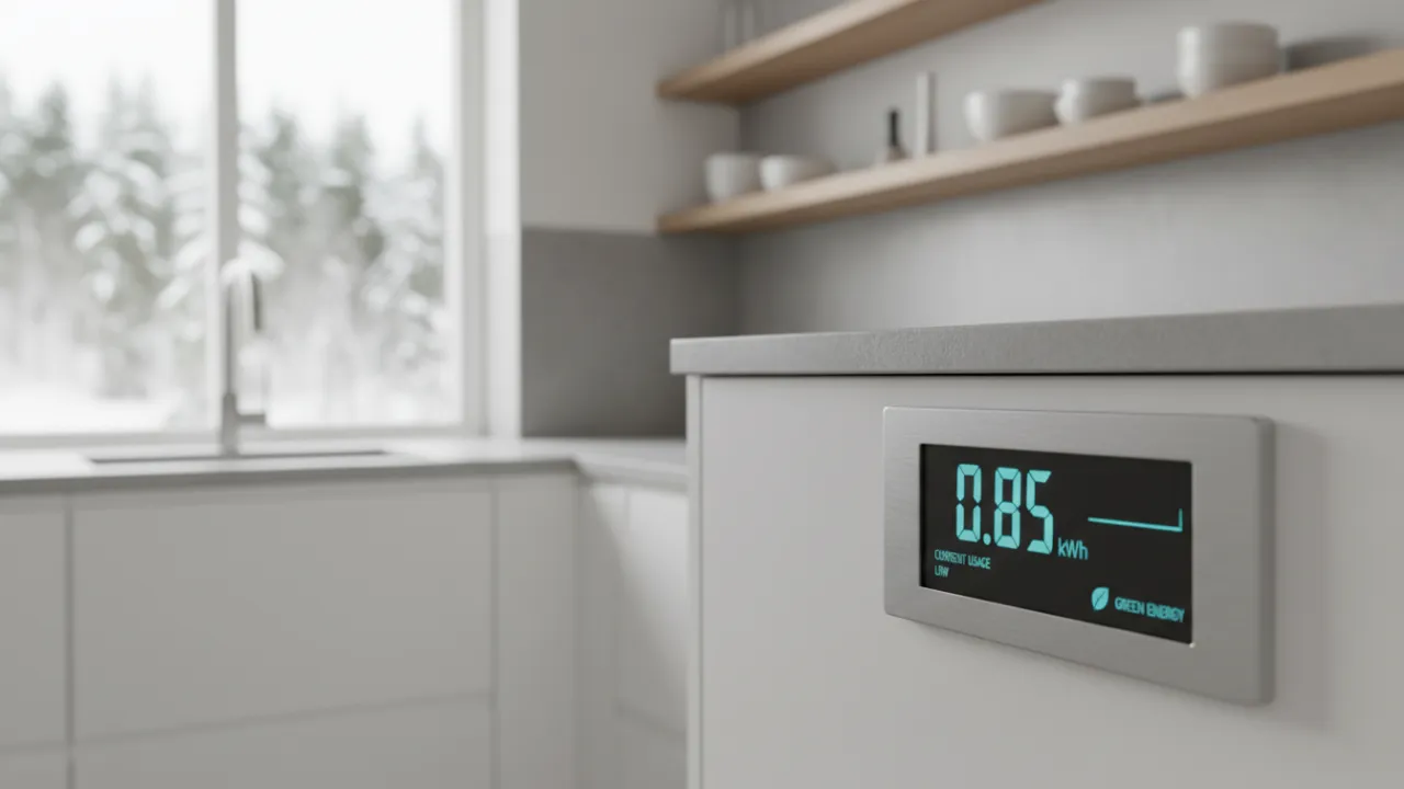 En smart elmätare som visar aktuell förbrukning i en lägenhet.