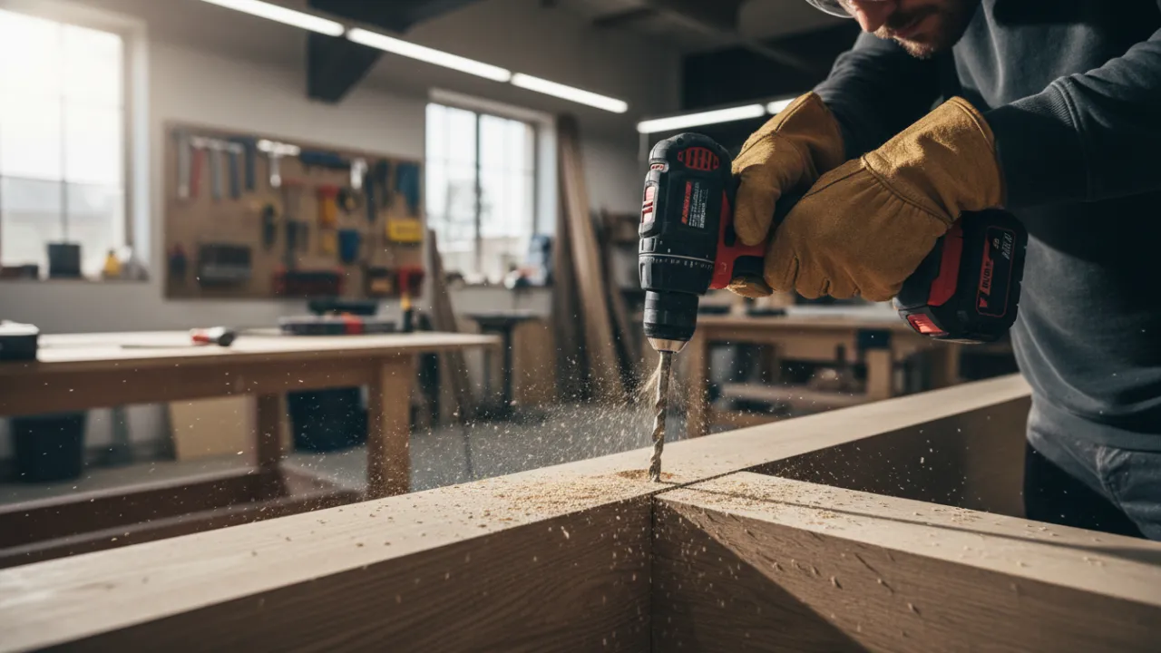 Förborrning är avgörande för att undvika att träet spricker vid montering.