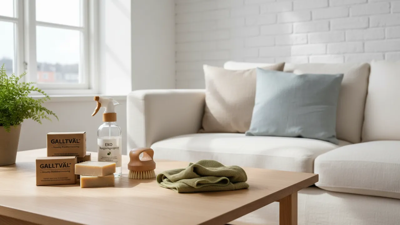 Miljövänliga rengöringsprodukter för möbelvård.