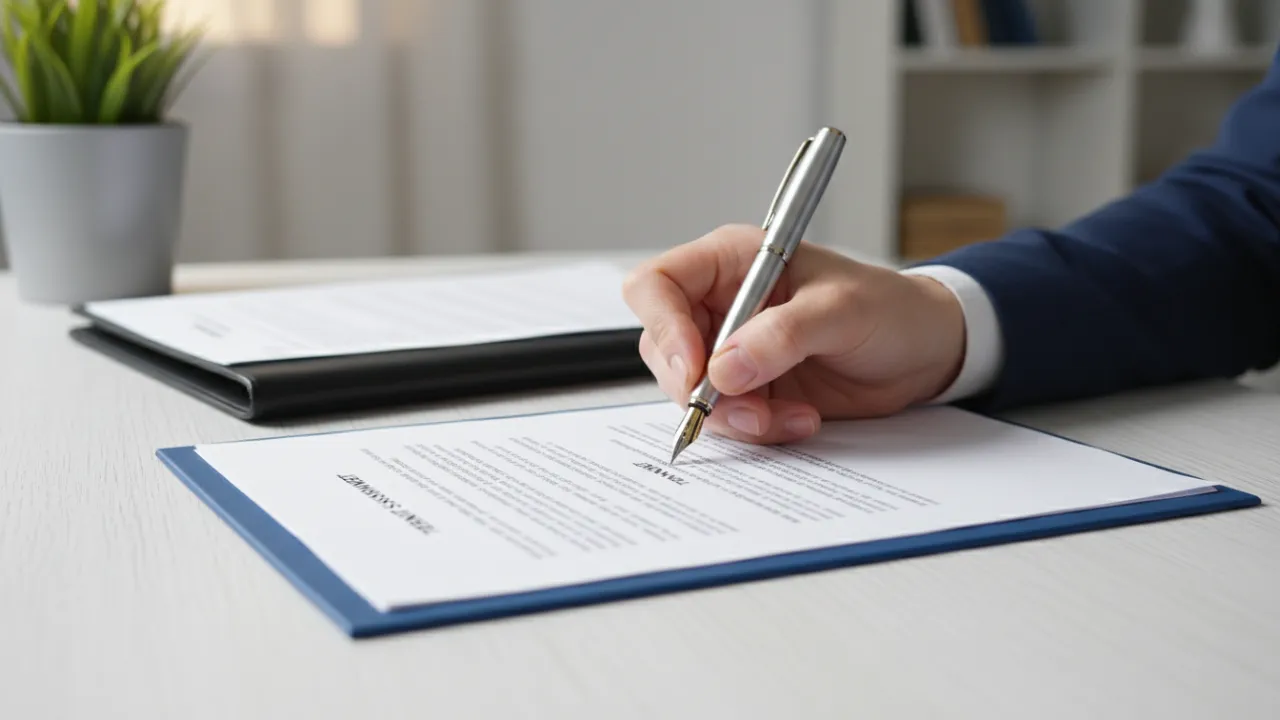 Närbild på signering av hyresavtal