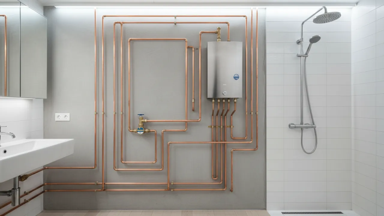 Professionell rörinstallation vid stambyte i en modern lägenhet