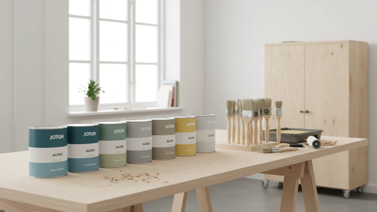 Professionella färgprodukter och verktyg för möbelmålning.