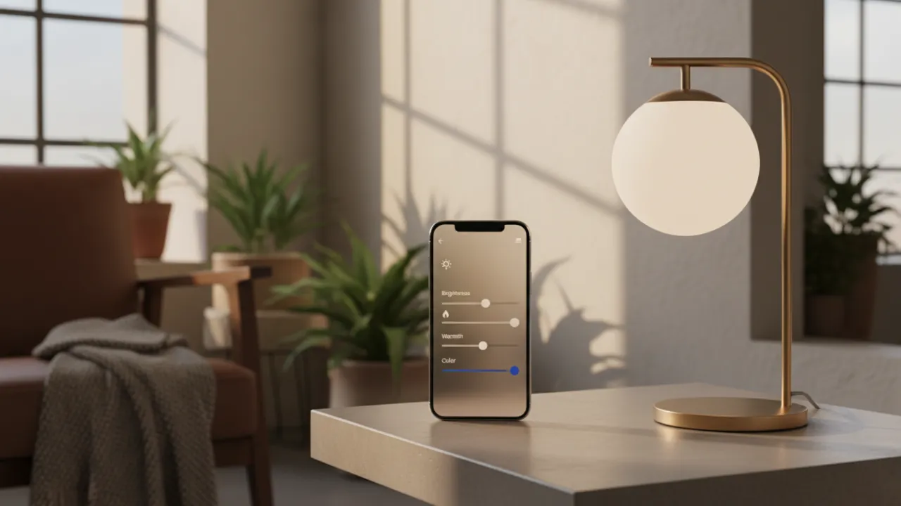 Styrning av dimbar belysning via en smartphone-app.