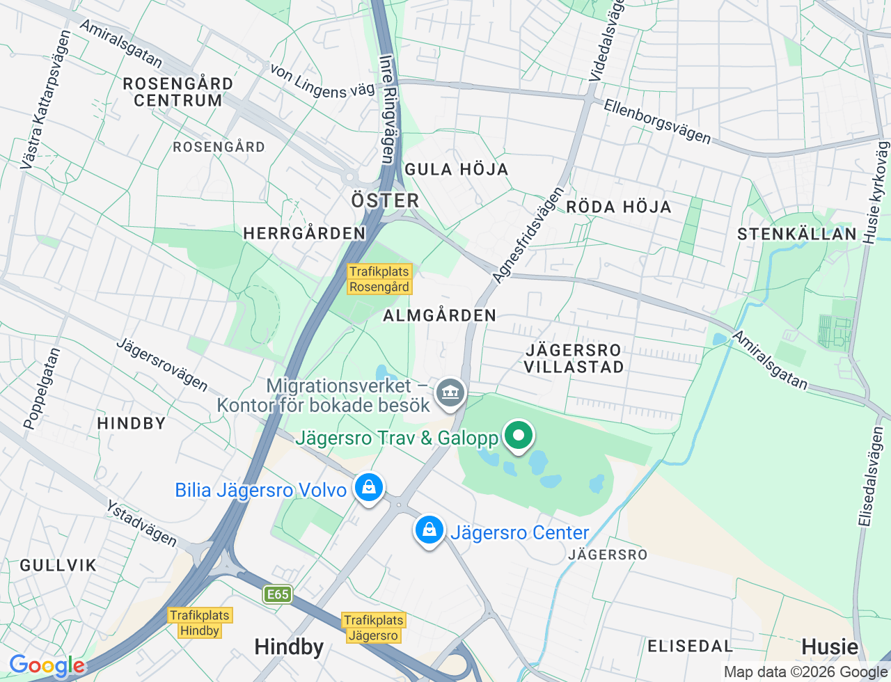 Karta över Agnesfridsvägen 101 i 37 Malmö