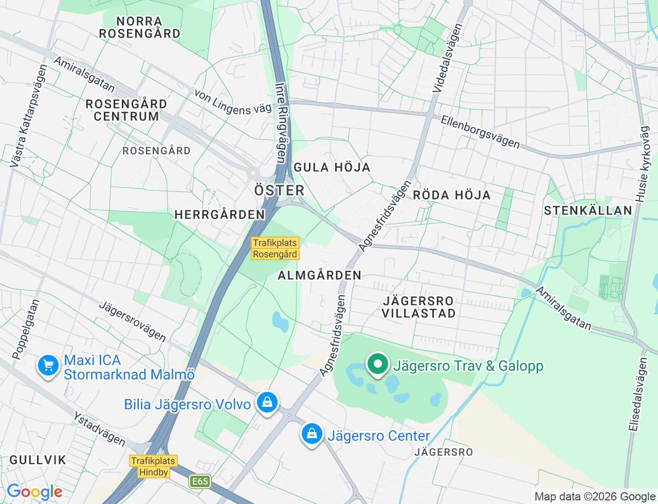 Karta över Agnesfridsvägen 19 i 37 Malmö