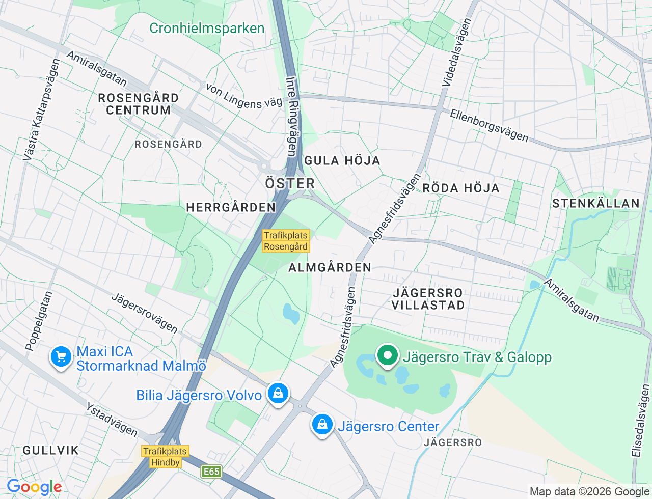 Karta över Agnesfridsvägen 41 i 37 Malmö