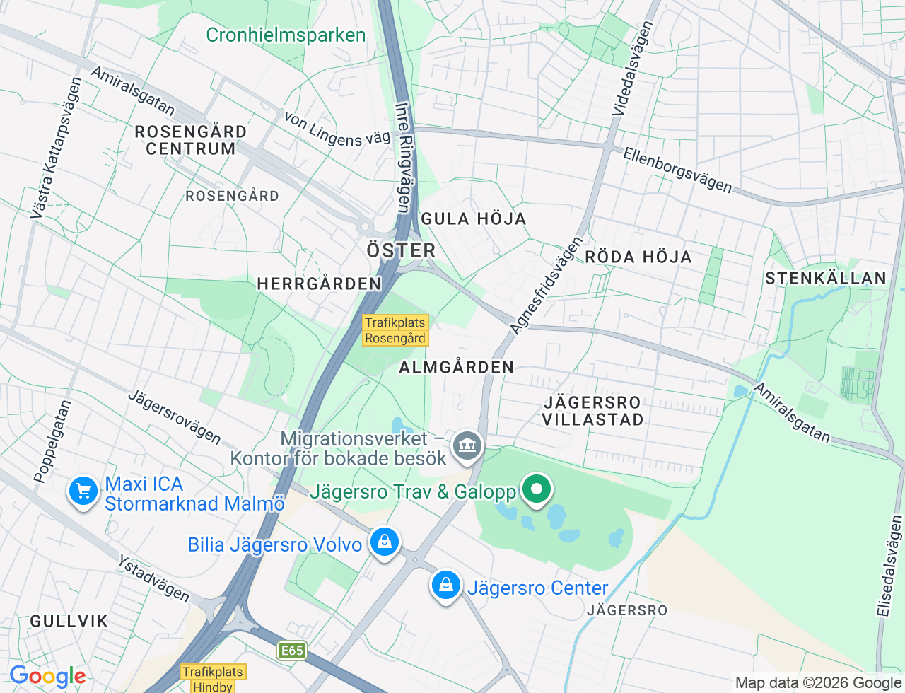 Karta över Agnesfridsvägen 43 i 37 Malmö