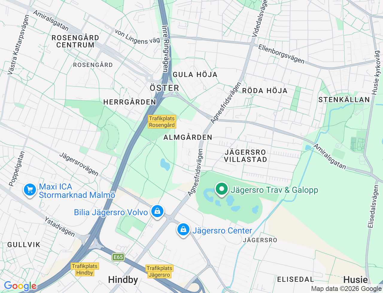 Karta över Agnesfridsvägen 65 i 37 Malmö
